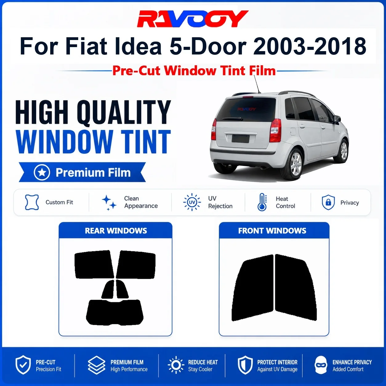 Película De Privacidad Para Ventanas Delanteras Y Traseras De Fiat Idea 5 Puertas 2003-2018, Precortada, Con Protección Uv Y Rechazo De Calor. — -50%, 26.19€ Coupon, from 26.19€ – 50% descuento – €26.19