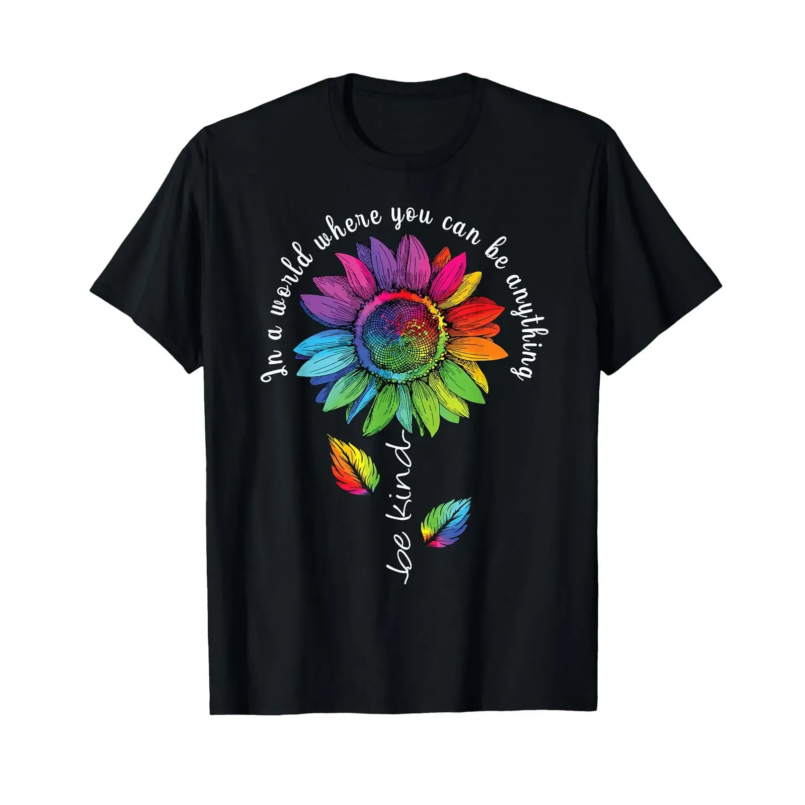 LGBTQ Rainbow Sunflower Be Kind Gay Love Pride Flower T Shirt vintage Washed Comfortable Casual homme designer clothes