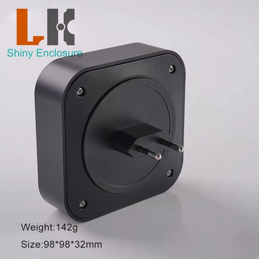 ABS Plastic Junction Box com Plug, DIY Electronic Instrument Enclosure, Custom Plastic Project PCB Box, 98x98x32mm