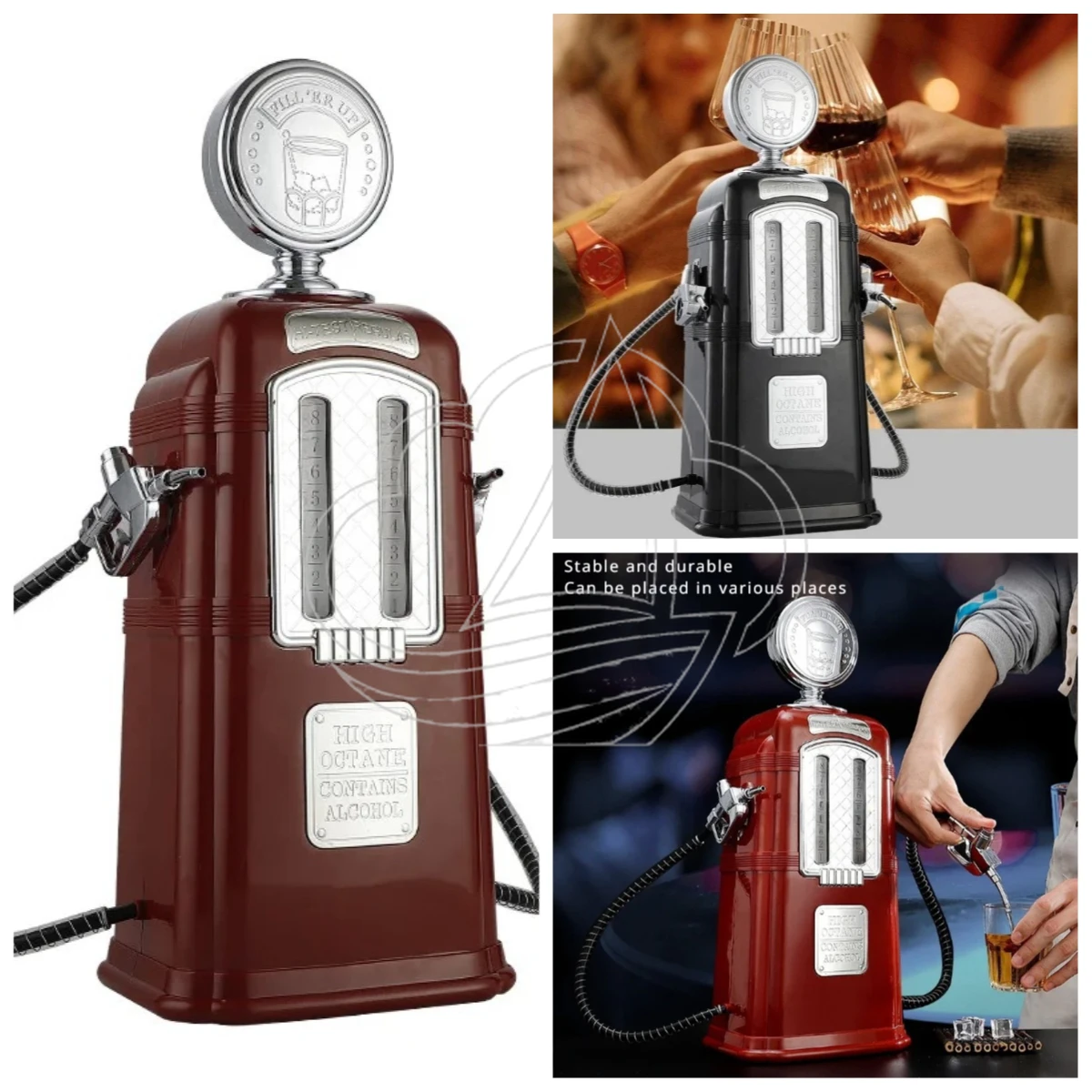 Large Capacity 2L Plastic Wine Dispenser, Retro Creative Impact Pressure Resistant Household Double Gun Bar Wine Pouring Tool