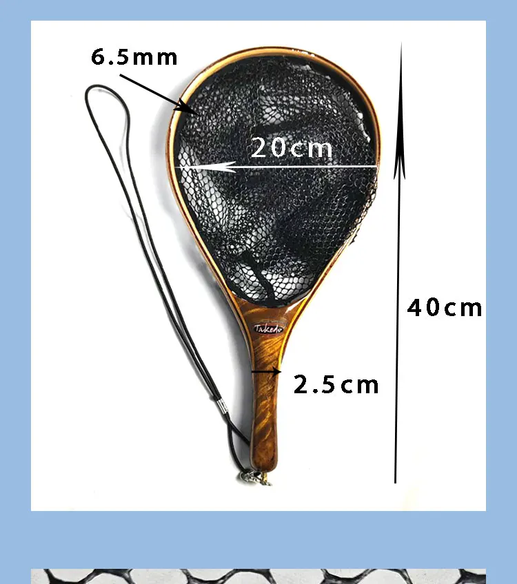 TAKEDO LYH03 Kescher Gold Kampfer Forellennetz Wasserdicht Cinnamomum Camphora Holzgriff Fischernetz Fang- und Release-Netz – Detail 4