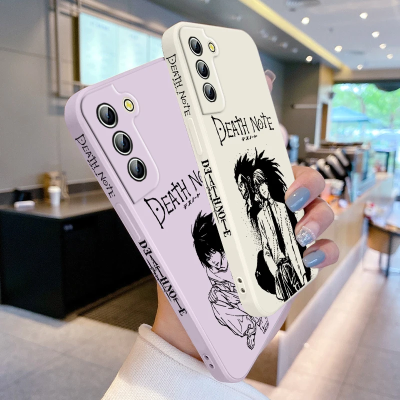 Death Note Yagami Light L Phone Case For Samsung Galaxy S24 S23 S22 S21 S20 Pro FE Plus Ultra Liquid Left Rope Cover