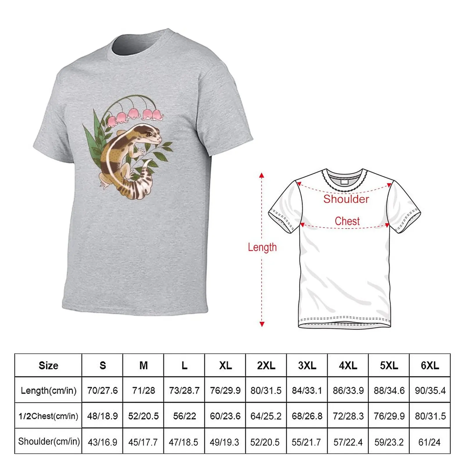 African Fat-Tailed Gecko with Lily of the Valley T-Shirt blanks funnys plain cute tops workout shirts for men