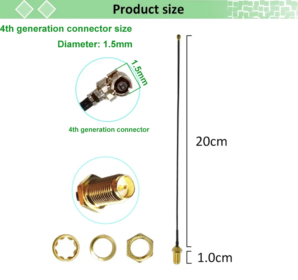 Eoth 5er-Set 2,4GHz WLAN-Antenne 5dBi Verstärkung SMA-Buchse und 4 zu SMA-Stecker Kabel IOT-Antenne für Zigbee Bluetooth Meshtastic Router – Detail 3
