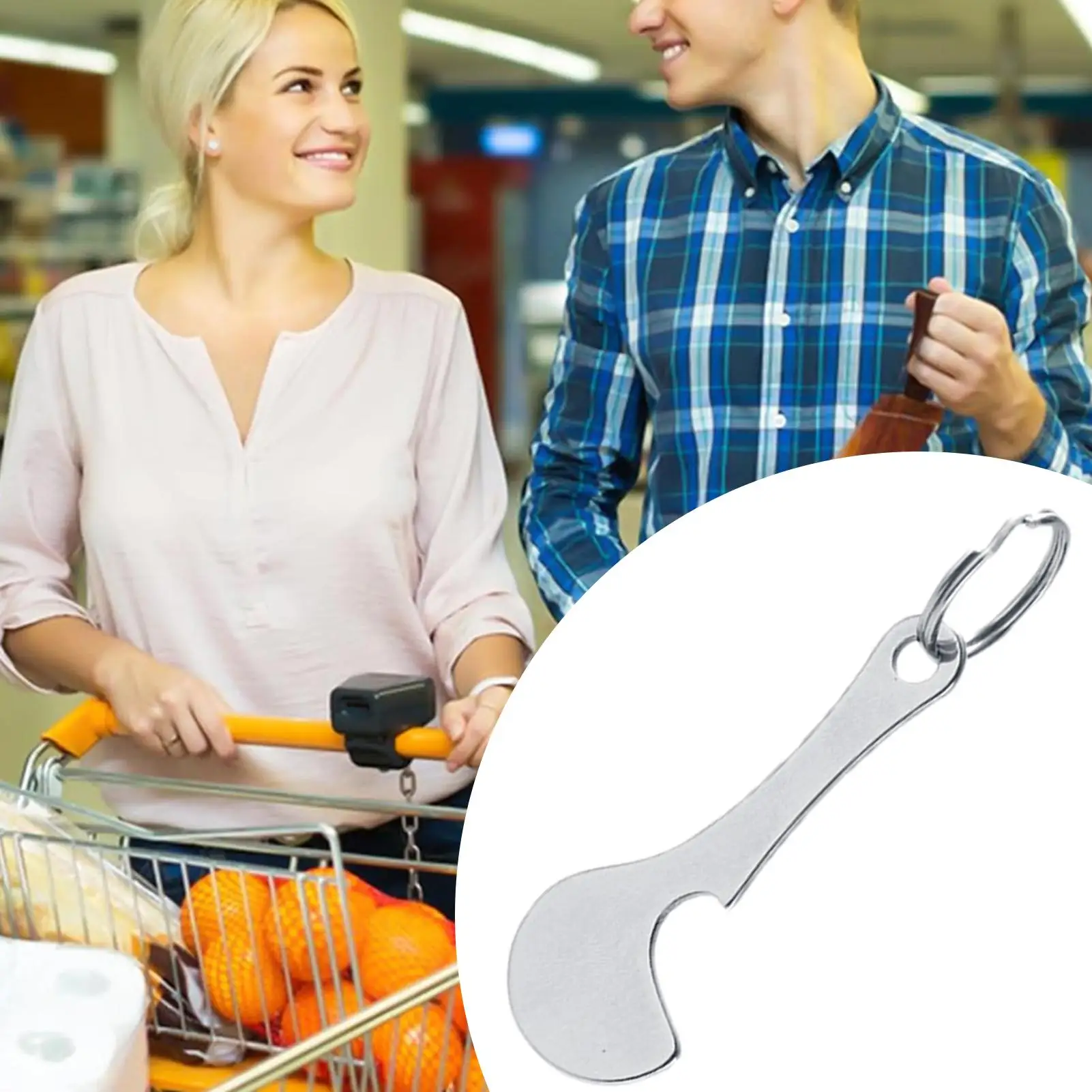 1/2/3pcs Cart Shopping Trolley Key Keychain Coin Quarter Grocery Supermarket Holder Keyring Metal Ring Change Unlock Coin