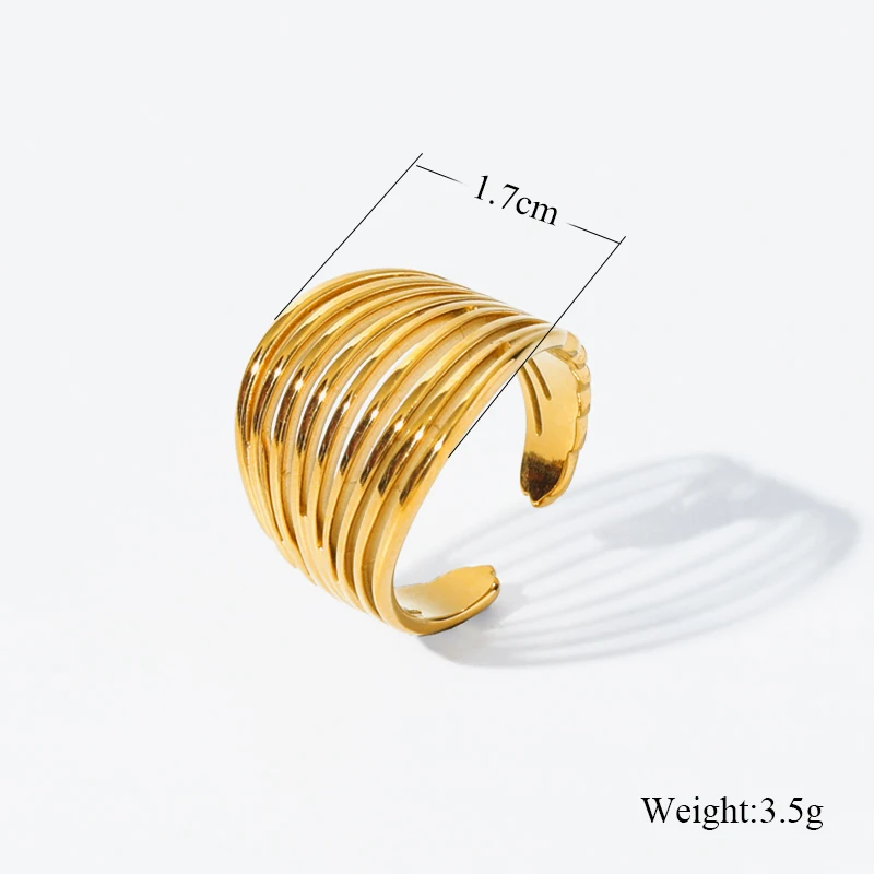 GANPUP 316L Edelstahl Exquisite Minimalistische Zirkonia Offenen Ring Frauen Chic Mode Goldene Wasserdichte Finger Schmuck – Detail 5