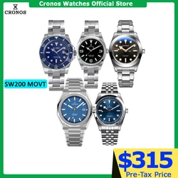 Cronos Sub Diver Luxury Men Watch Stainless Steel SW200 Bracelet Ceramic Rotating Bezel 200 meters Water Resistant