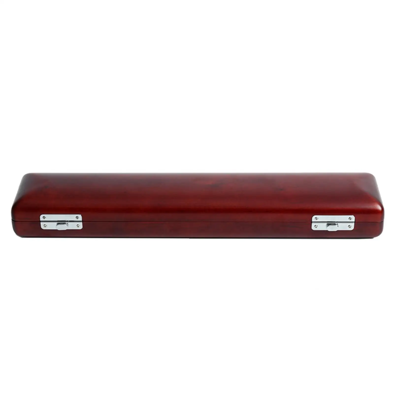 Secure Flute Box with Hinge Design Solid Wood Outer Flocking Interior for Flute with Curved Mouthpiece Kit