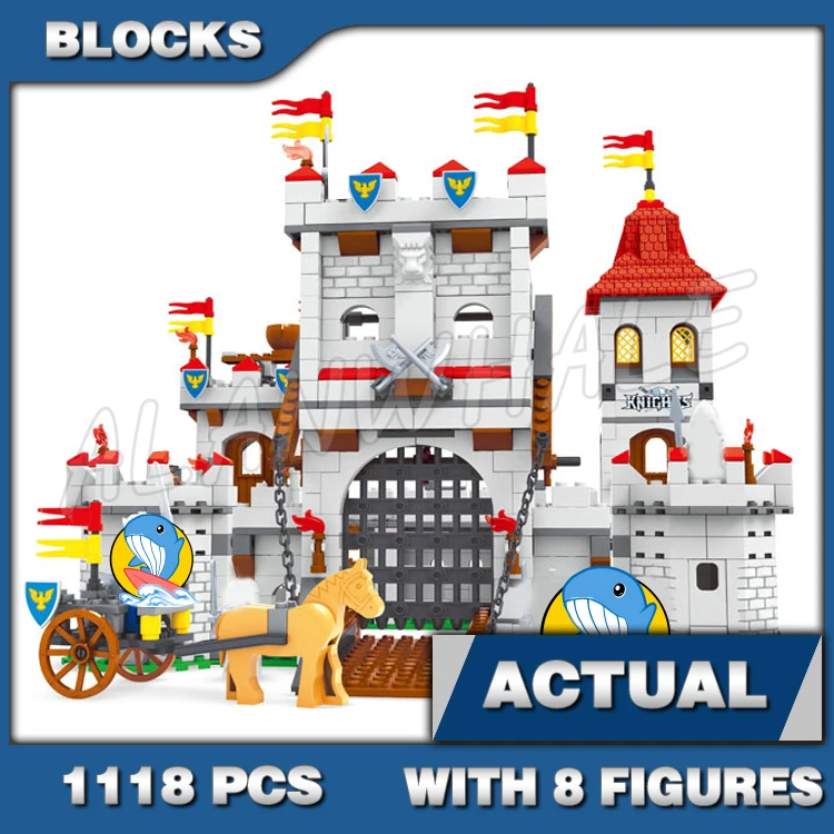 

1118pcs Medieval Knights Kingdom Drawbridge Fortress Catapults Castle Tower 27110 Building Blocks Sets Compatible With Model