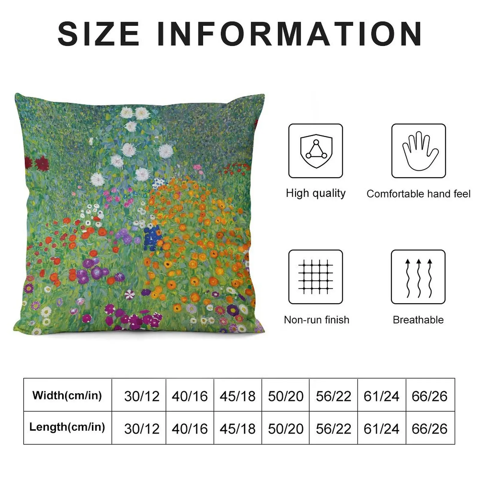 Gustav Klimt - Bauerngarten or Blumengarten - Beautiful Floral Landscape Throw Pillow Luxury Sofa Cushions pillow