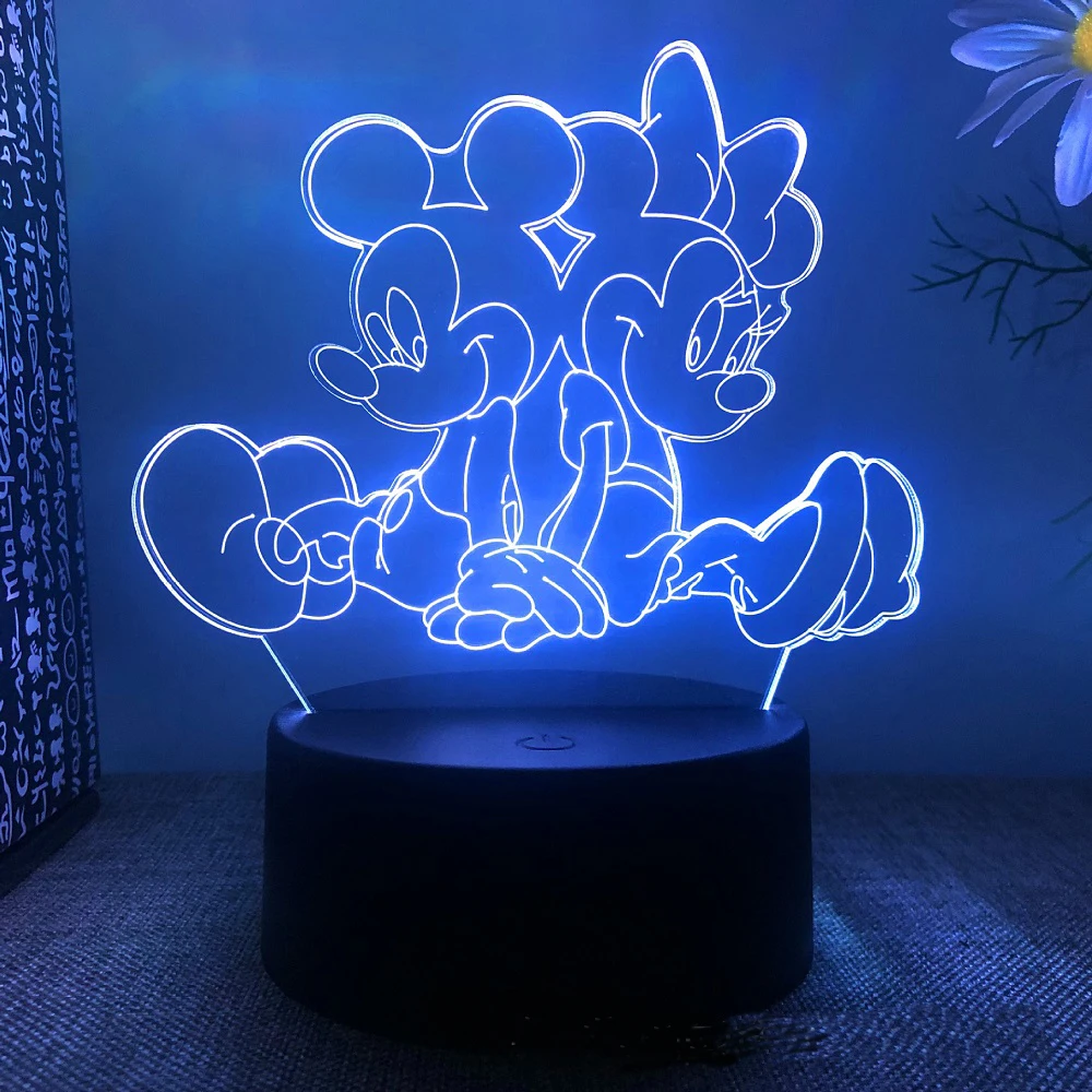 Mickey Mouse 3D Night Light LED 7 Colors Color Changing Lights Bedroom Decoration Toys Kids Kids Birthday Gift