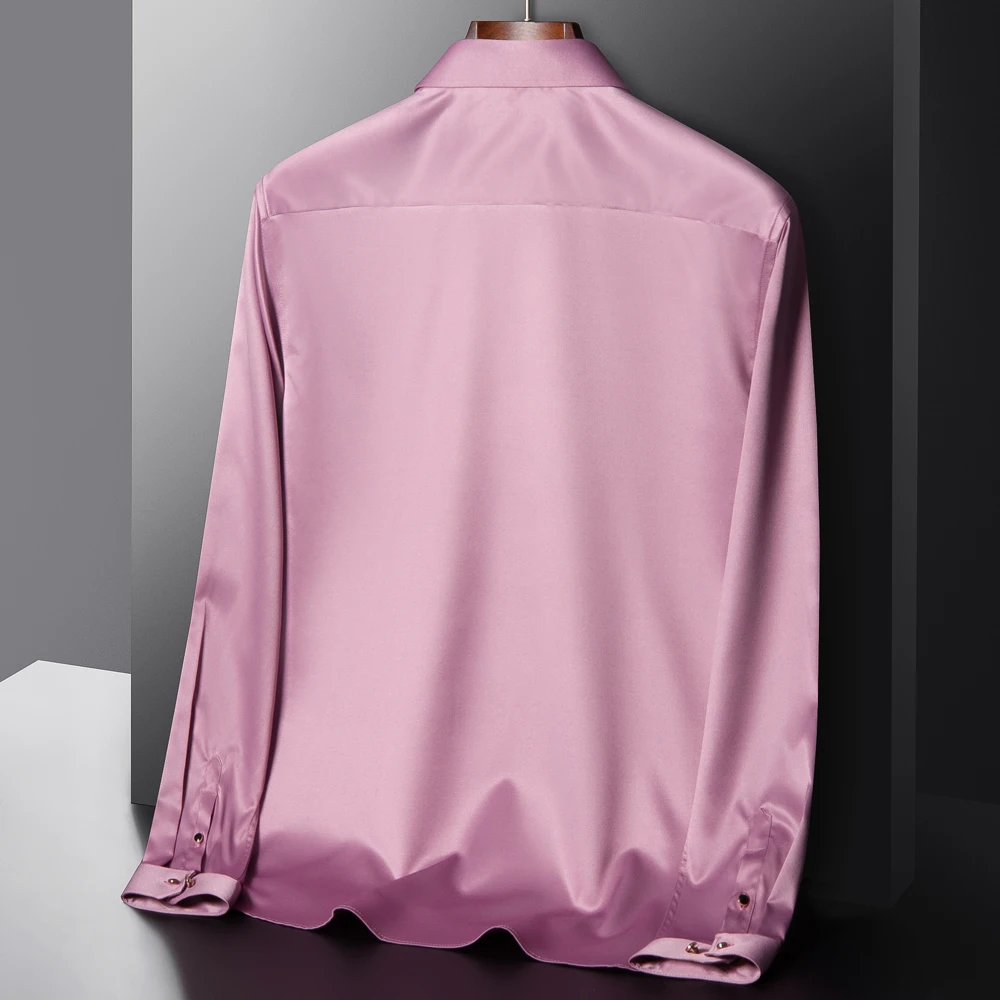 Elegante camicia da uomo a maniche lunghe-seta-sensazione, tessuto elasticizzato con bottoni a diamante,-perfetta per occasioni formali e feste