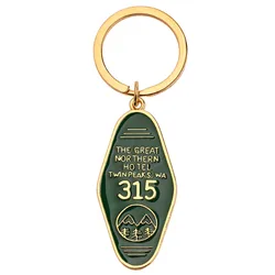 Twin Peaks the Overlook Hotel 237 Logo Metal Keychain Classic TV Show Accessory Unisex Motel Room Key Holder Gift