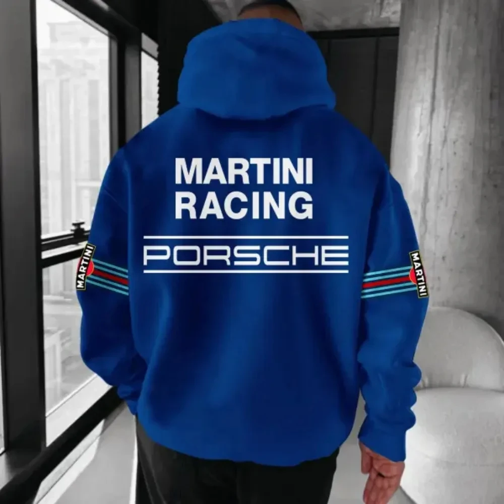 อเมริกัน Hip-Hop สไตล์ Hooded Sweatshirt 3D พิมพ์ PORSCHE MARTINI RACING ผู้ใหญ่สบายหลวมเสื้อกันหนาวผู้ชายผู้หญิง TOP