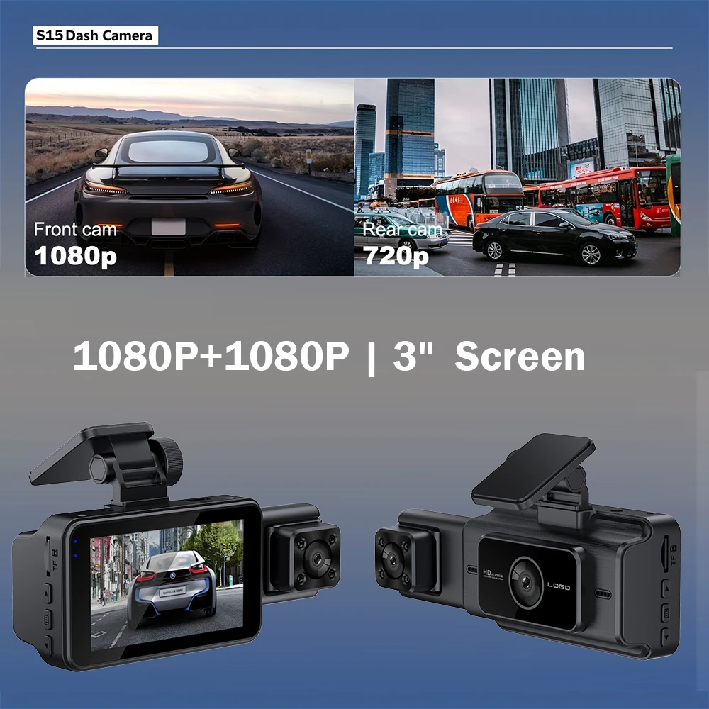 Dual Lens Dash Cam for Cars Black Box HD 1080P Car Video Recorder with Night Vision G-sensor Loop Recording Dvr Car Camera