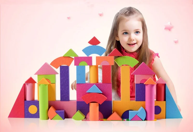 50 PCS Soft Foam EVA Building Block for Children High Quality Safe Construction Brick Toy Kids Baby Intelligence Educational Toy