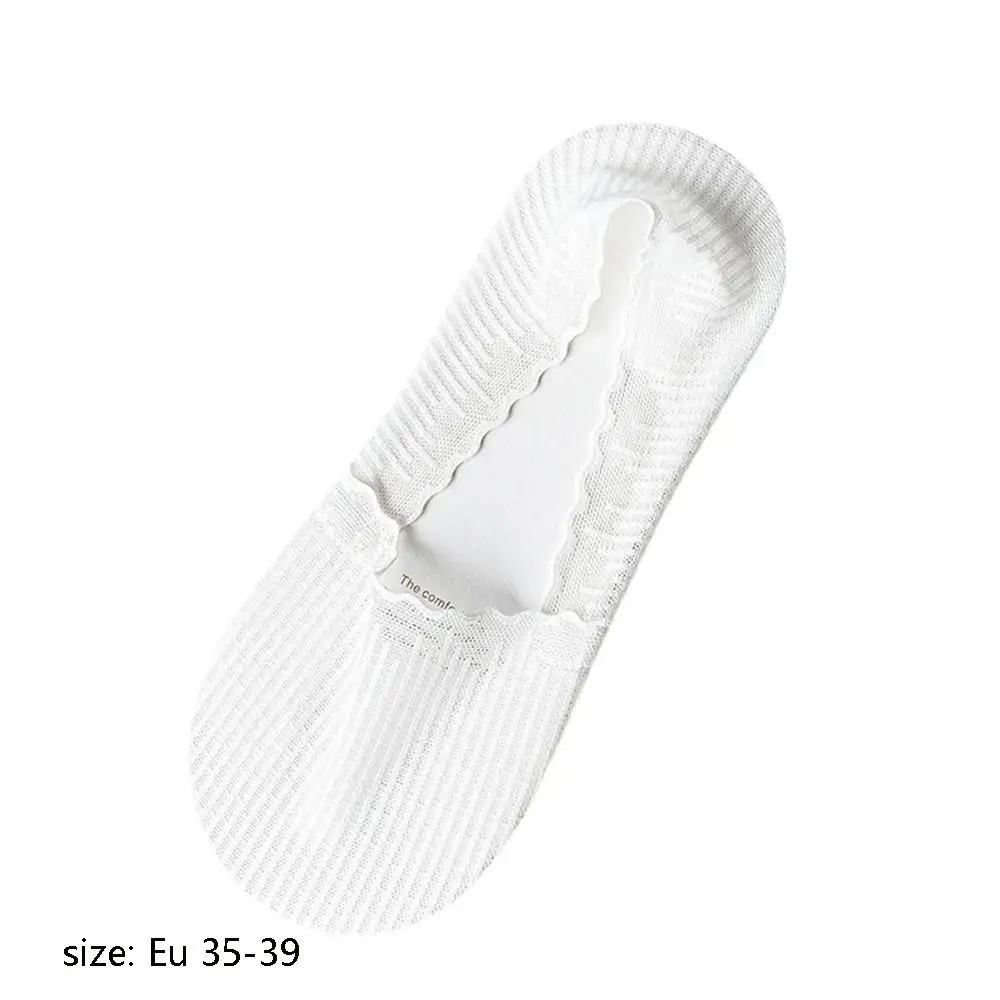 Women's Silicone Non-Slip Invisible Socks Summer Solid Color Ankle Boat Socks Female Soft Cotton Lace Slipper Socks