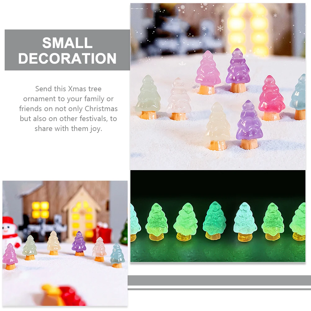 

32 Pcs Christmas Tree Decorations Mini Resin Ornaments for Home Garden Office Glow in Dark Craft Model Tiny Charm