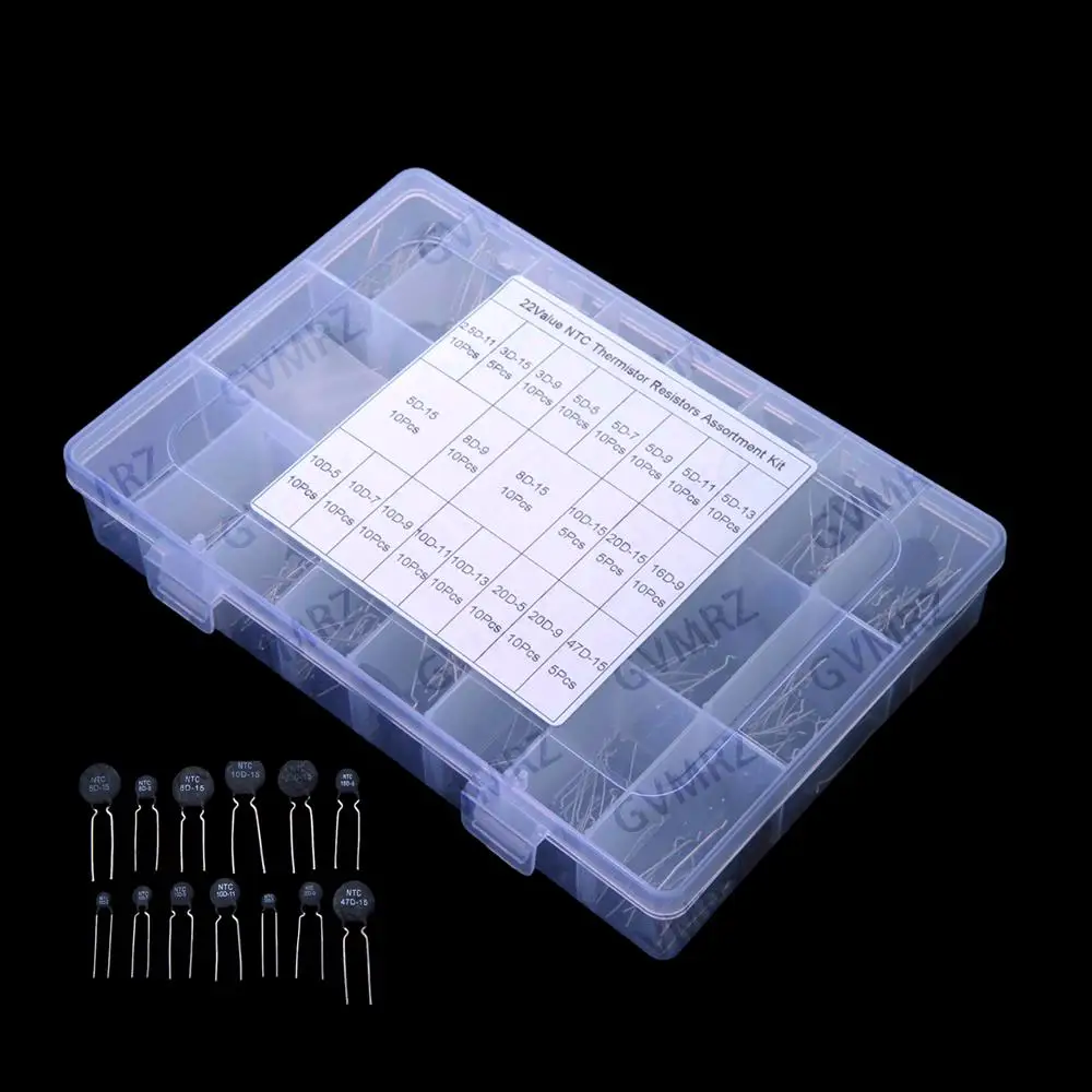 Image of 22 Werte 8D-15 10D-15 10D-5 3D-15 3D-9 5D-5 5D-7 5D-9 NTC Thermistor Widerstandssortiment 8D-15 10D-15 10D-5 10D-7 20D-9