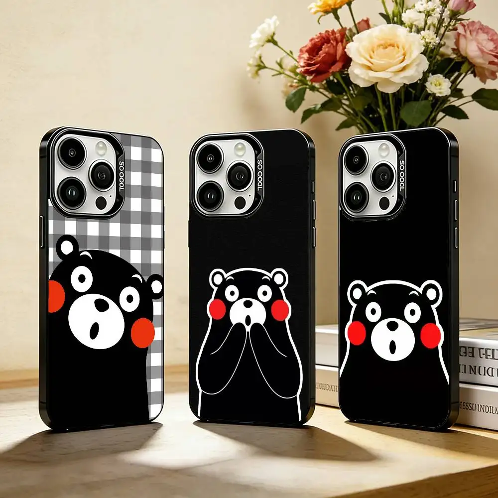 

Cartoon K-Kumamon Phone Case For iPhone 17,16,15,14,13,12,Pro MAX Black Matte Shockproof Cover