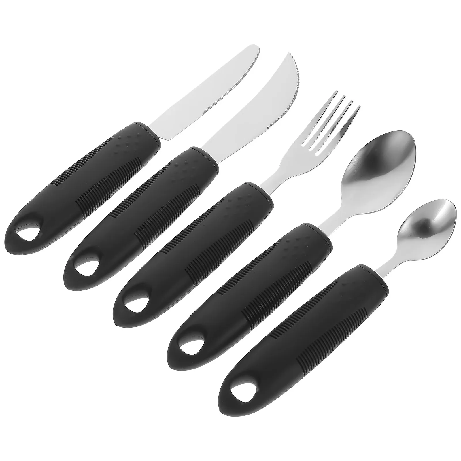 

1Set Tremble Proof Elderly Tableware Portable Adaptive Utensils Non Slip Built Up Fork Spoon Aids for Living Disabled People