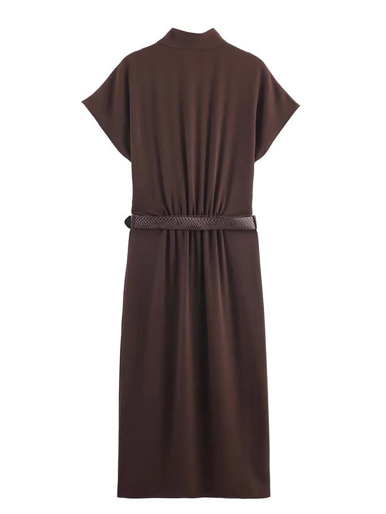 Robe asymétrique à manches longues pour femmes, décoration de boutons en métal avec ceinture, à la mode, robe de soirée élégante, nouvelle collection automne 2025