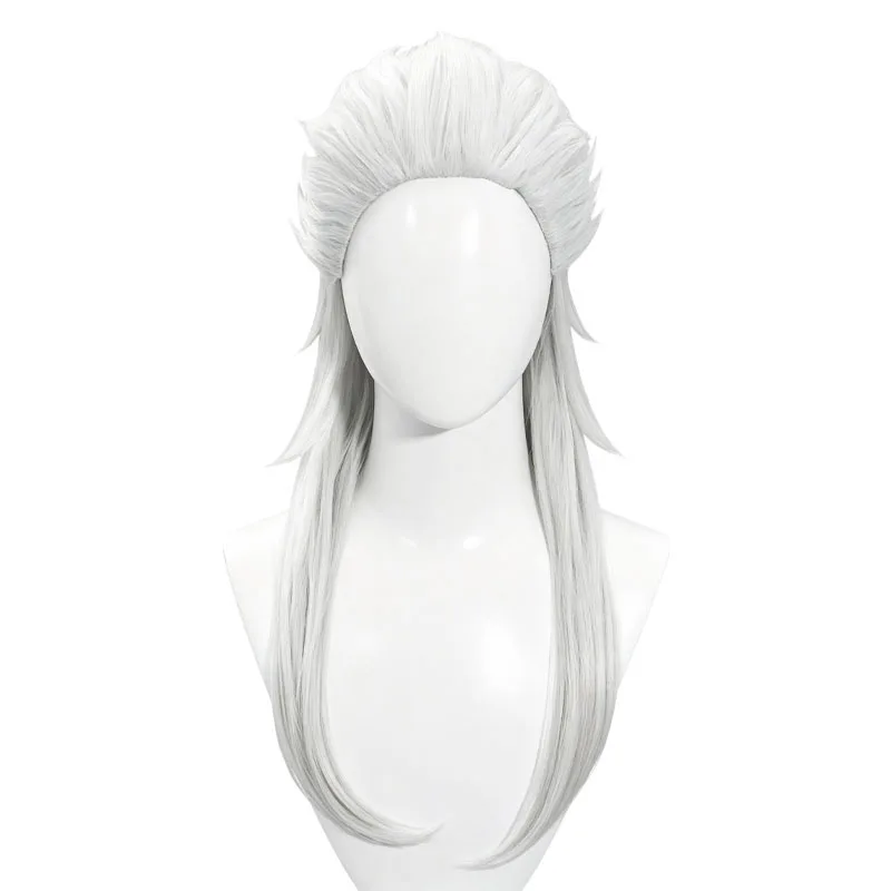Game Genshin Impact Pierro Jester Cosplay Wig White Long Synthetic Hair Mask For Women Men Halloween Carnival Party Props
