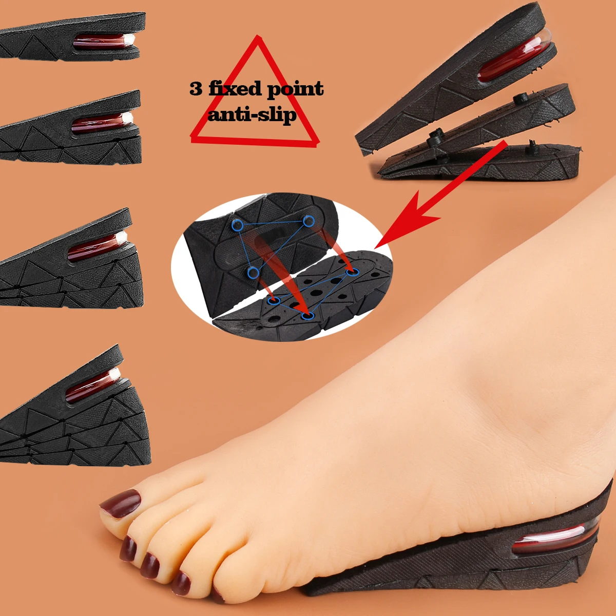 Multilayer heightening half pad Insoles  Heighten Growing Soles Lift Adjustable Cut Insert Invisible Height Increase Insole