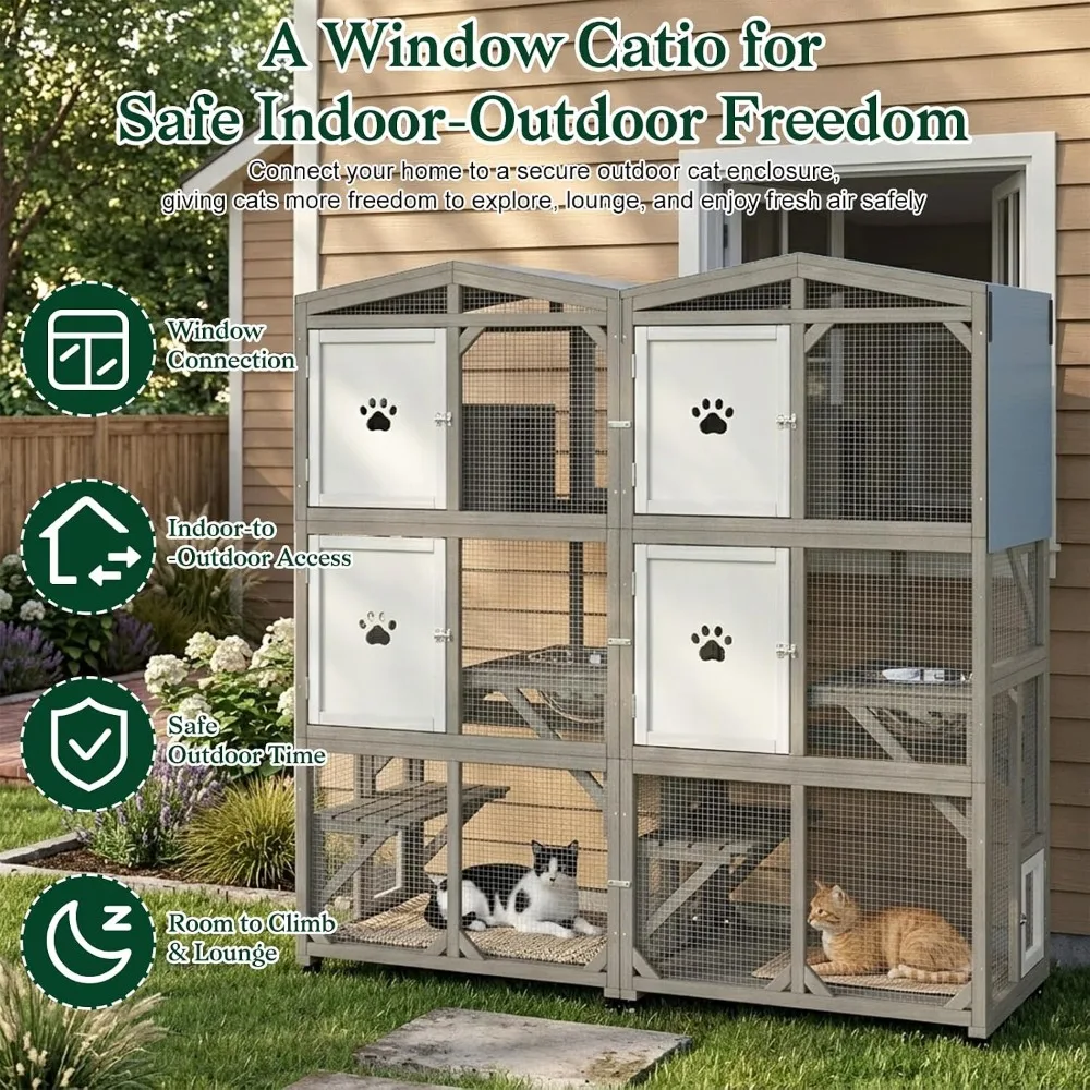2-Pack Outdoor Cat Enclosure Window Catio for 2-4 Cats