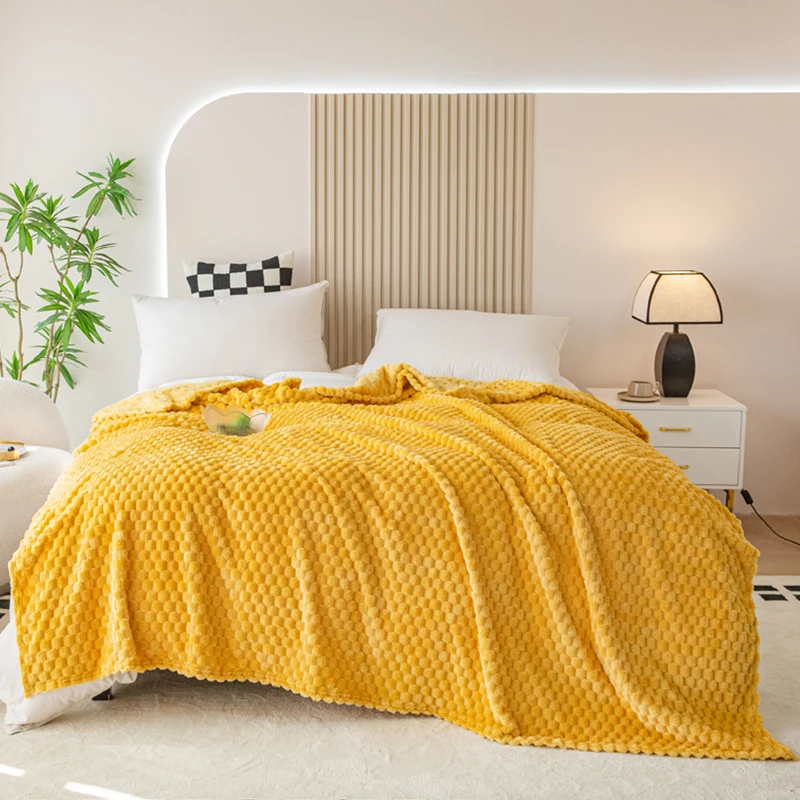

Solid Color Plaid Thickened Blanket Soft Warm Fluffy Throw Blanket Sofa Cover Bedspread Bed for Adults Kids Pet Home Textile