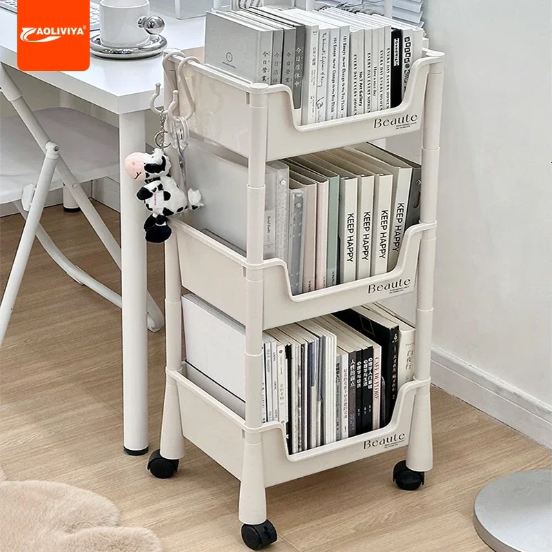 

Aoliviya Table Movable Trolley Rack Desk with Wheels Book Snack Storage Rack Floor Table Side Bag God New