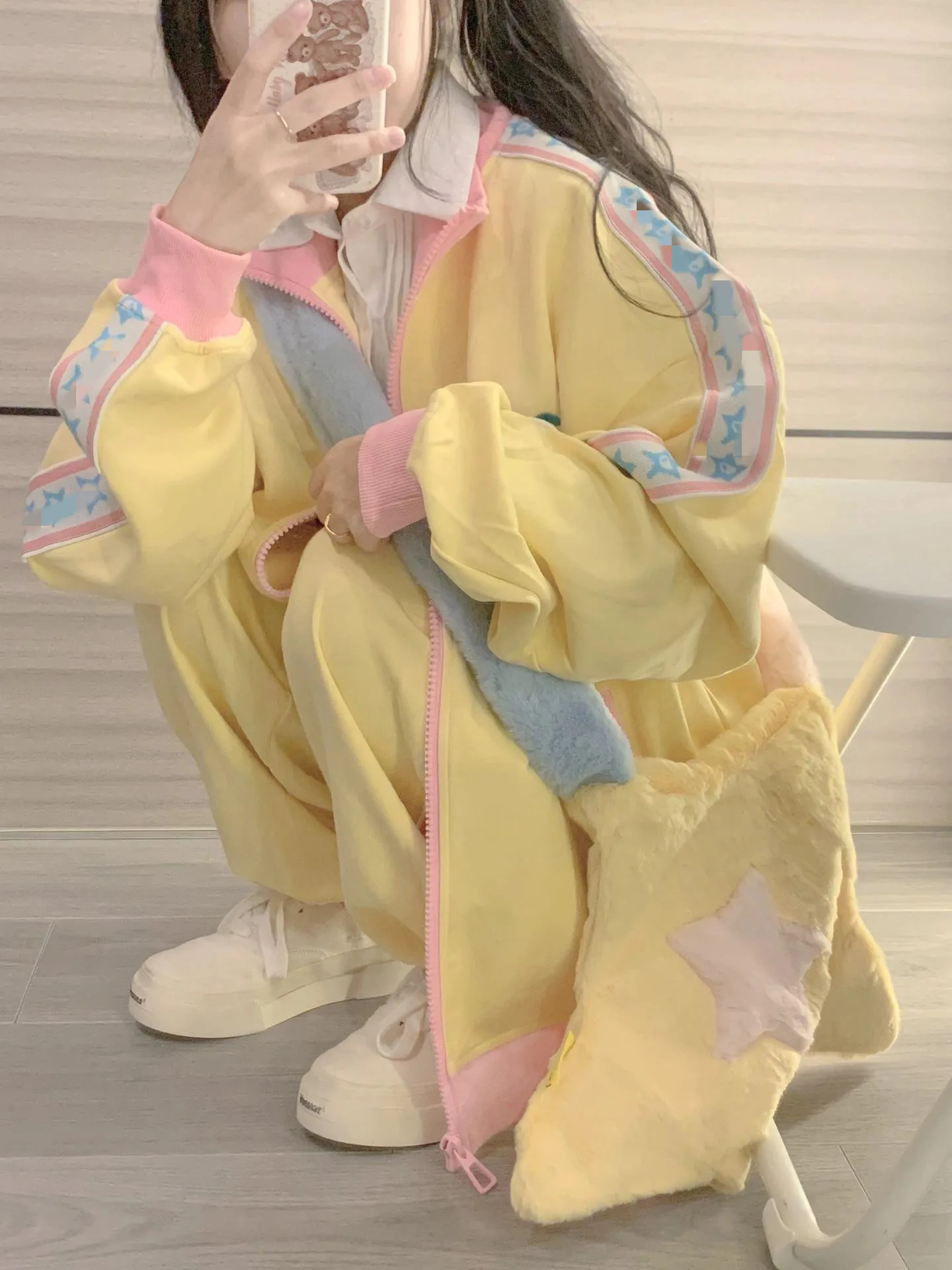 

Dopne Casual Sportswear Set Women's Spring Autumn Loose Student INS Hong Kong Sle Girl Feeling Two Piece Set Cotton Mate...