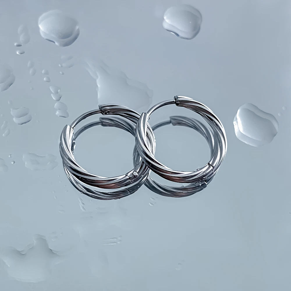 EMANCO Vintage Twisted Hoop Earrings for Women Gold Plated Stainless Steel Twist Ear Buckle Stackable Circle Hoops Party Jewelry image 4