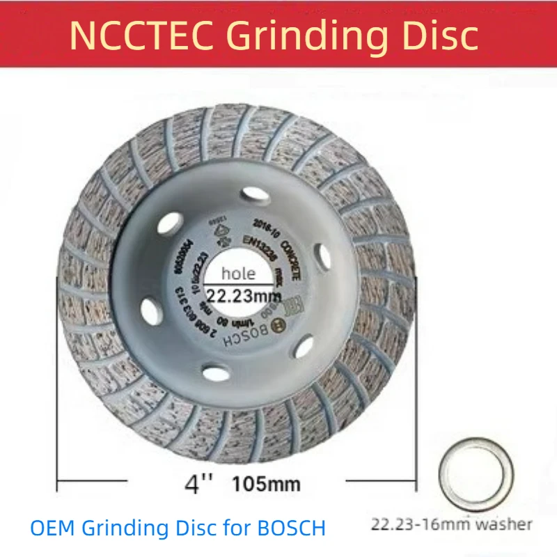 

[OEM Grinding Disc for BOSCH] 4'' Turbo Diamond Grinding CUP Wheel 22.23mm Hole | 105mm Concrete Grinding Disc Disk Plate Tool