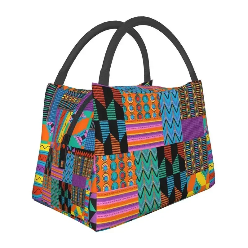 

Unique Wax Print Ankara Kente Pattern Lunch Box for Women Cooler Thermal Food Insulated Lunch Bag Travel Work Pinic Container