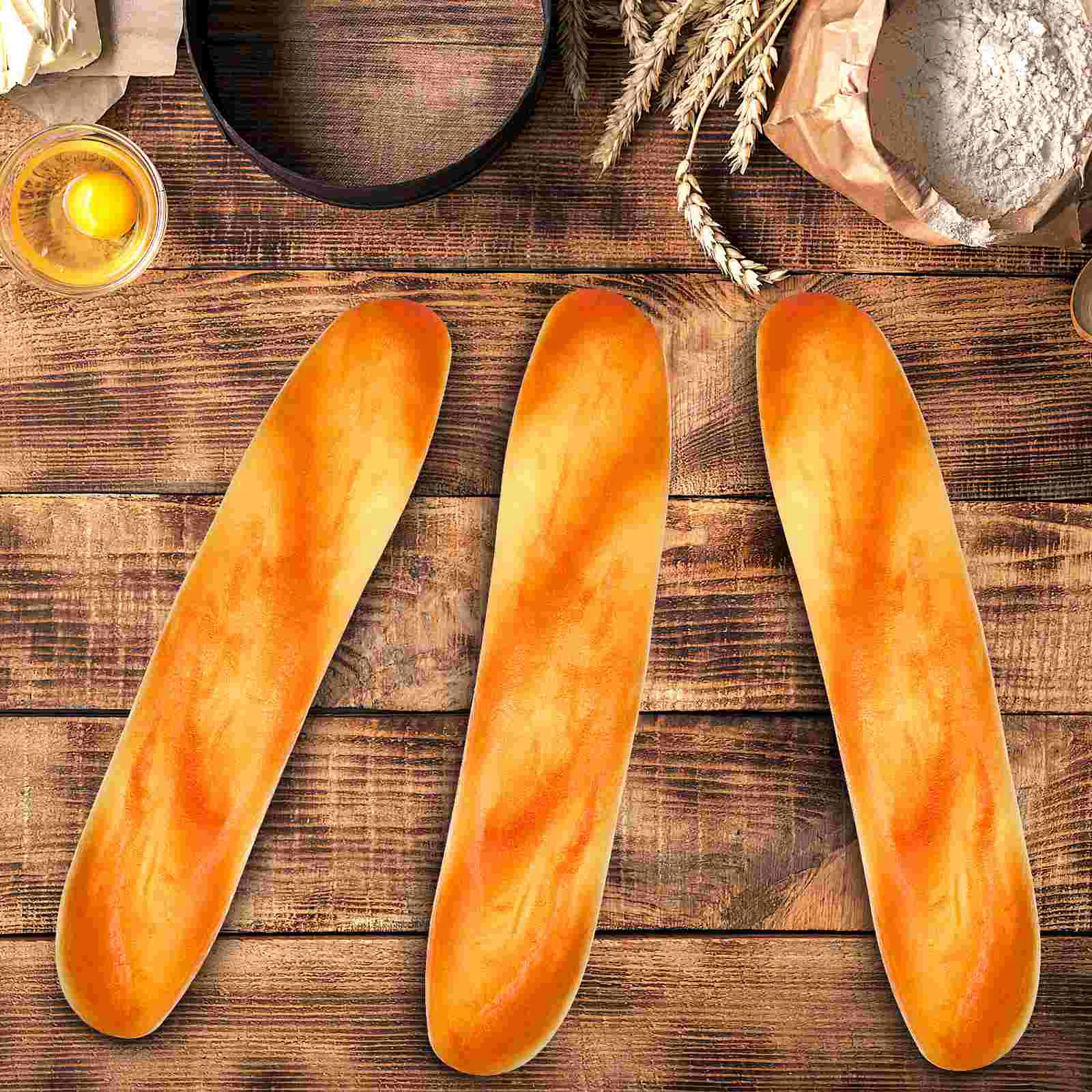 3 Pcs Artificial Long Bread Photo Props Creative Baguette Toy Set Realistic Child Models