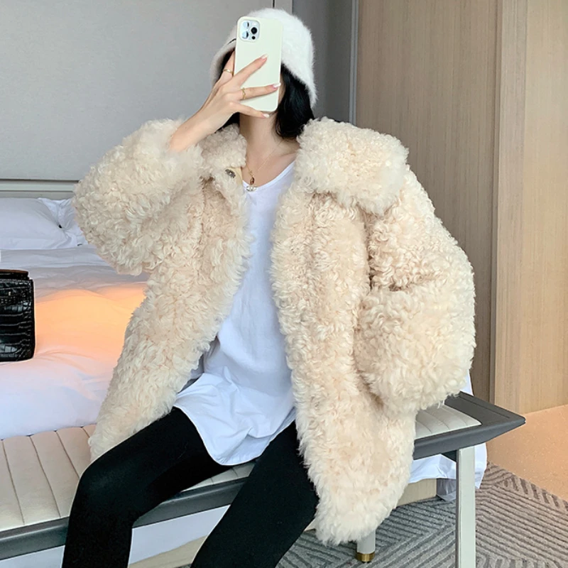 Fur Outerwear Women's Autumn and Winter 2024 New Retro Advanced Double-breasted Padded Warm Long Winter Coat Trend