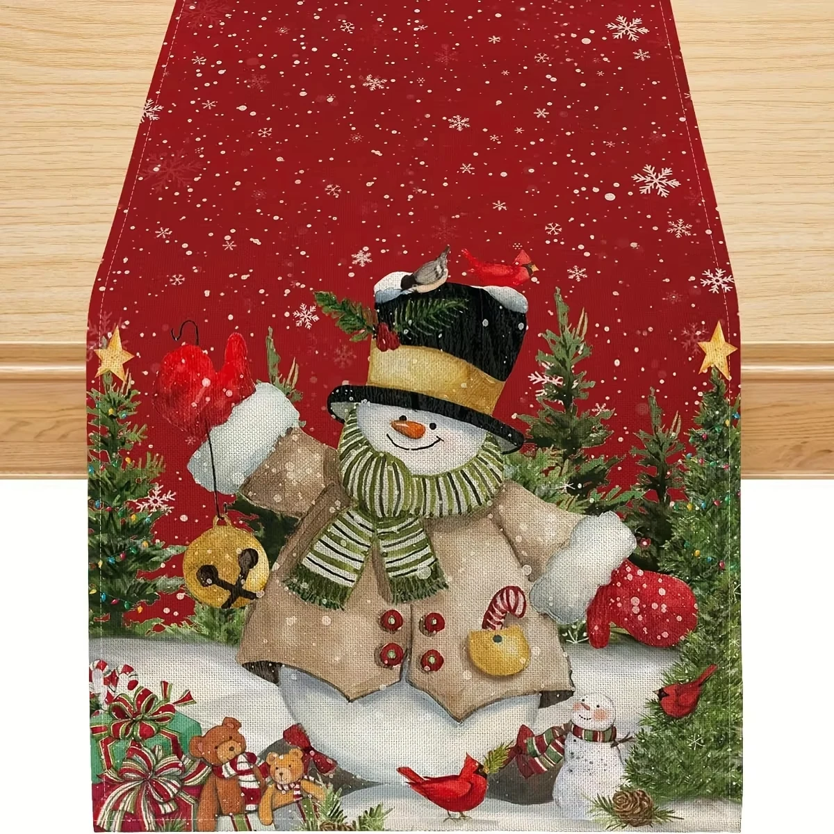 

Очаровательная рождественская скатерть со снеговиком и снежинкой — узор в горошек | Доступны несколько размеров для праздничного декора стола