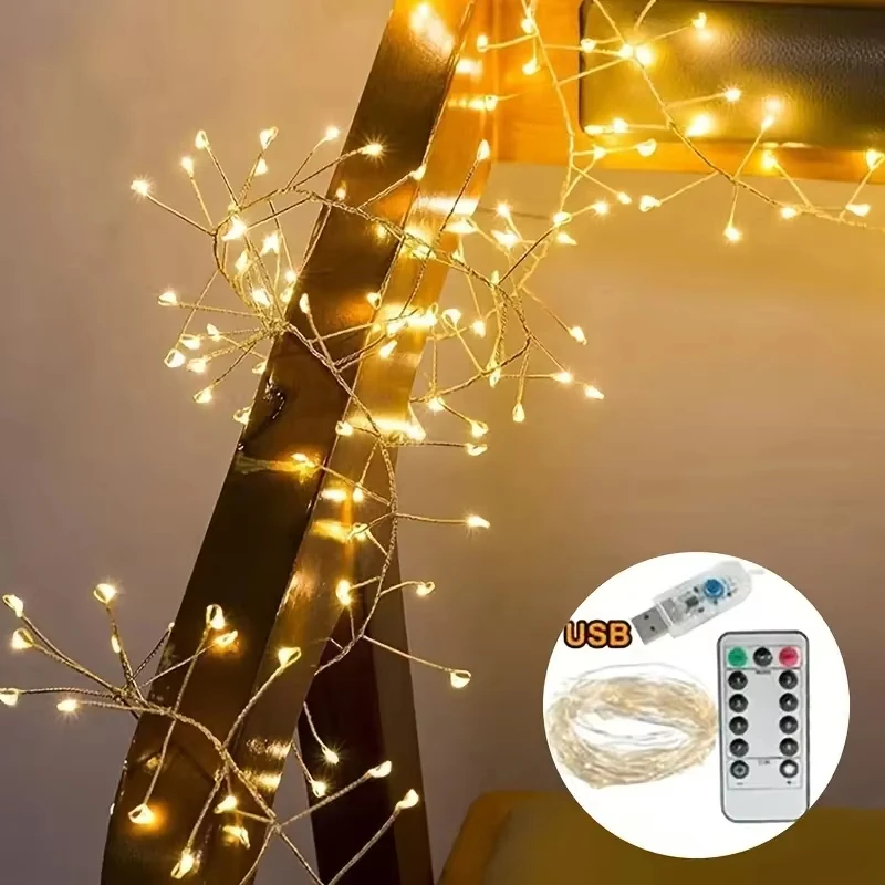 

LED Fairy Lights With Remote USB Copper Wire Light String Indoor Holiday Garden Outdoor Christmas Tree Decorative Lights
