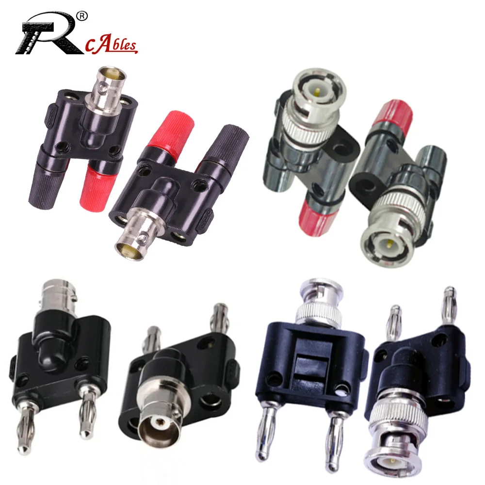 

1PC/3PCS/5PCS/8PCS lot BNC Banana To Two Dual 4MM Banana RF Coaxial Connector Video Tee BNC Male to Double Female of Banana Plug