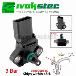 Capteur de pression du collecteur MAP, test 100%, 3 barres, pour AUDI A2 A3 A4 A5 horizon A8 Q5 Q7 TT S5 Dock S8 1.4l 1.9 2.0 3.0 2.7 Tdi 03890605/s