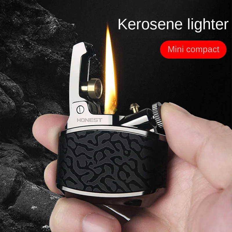 Stone Unique Luxury Kerosene Gasoline Lighter Metal Flint Vintage Cigarette Windproof Lighter Smoking Accessories Gifts for Men