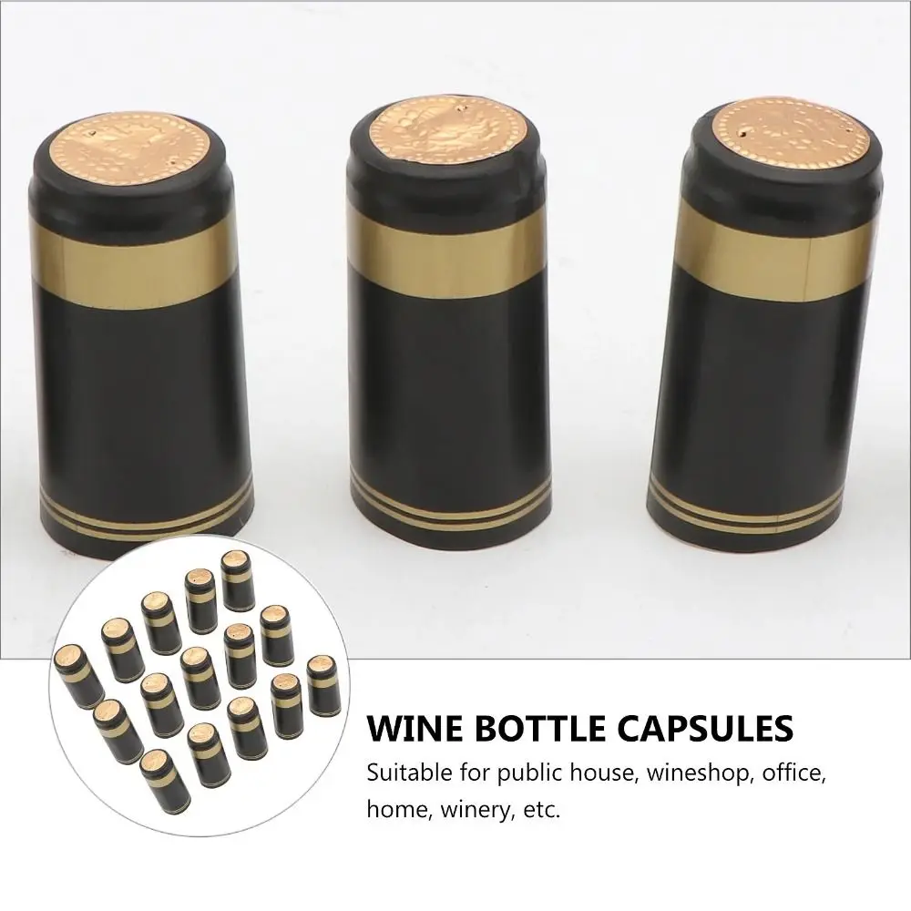 100Pcs PVC Wine Heat Shrinkable Cap Tear Tab Red Wine Shrink Film Wrap Gold Straight Mouth Wine Bottle Cap