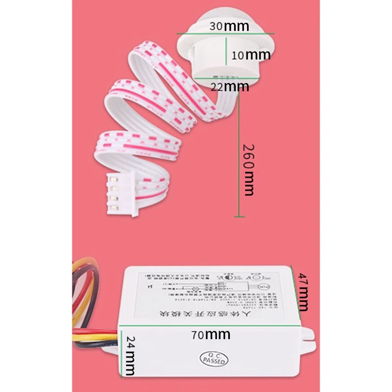 Sensor Infravermelho Humano Multifuncional Ajustável, TD, Delay, 220V