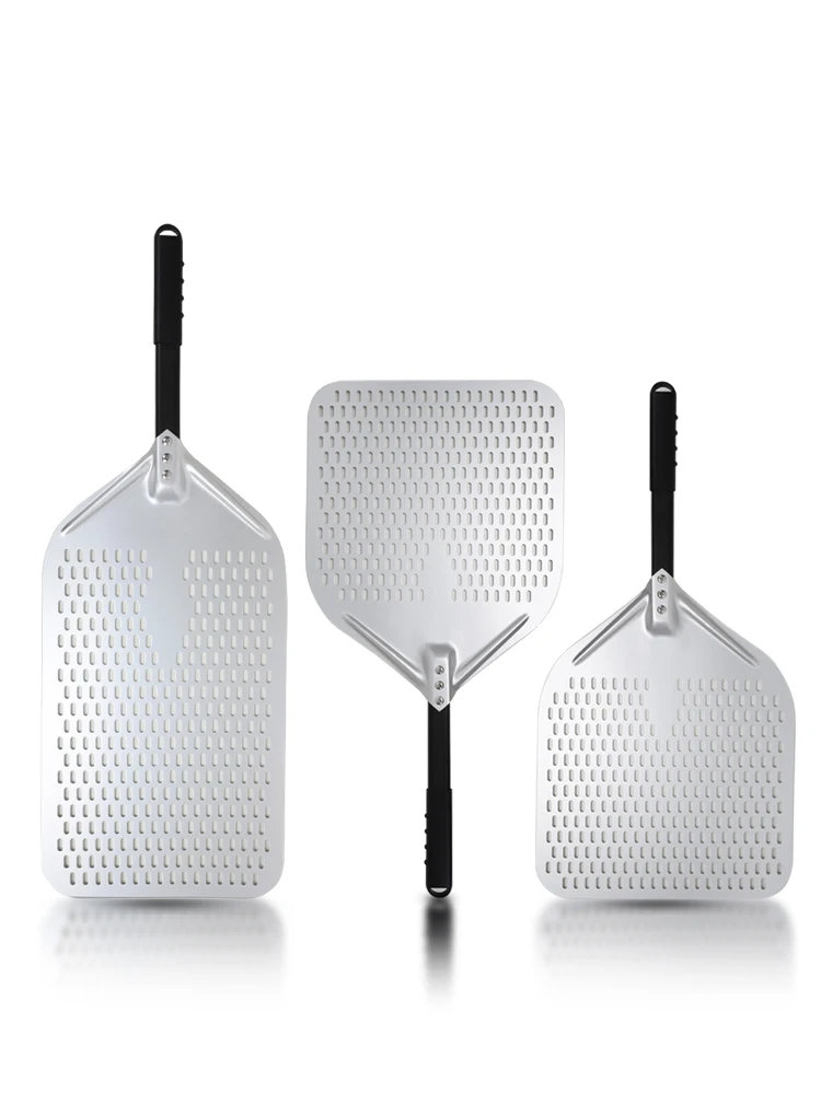 10 12 13 14 Inch Big Pizza Perforated Shovel Paddle Short/Long Handle for Oven Turning Peel Kitchen Utensils Pizza Baking Tools