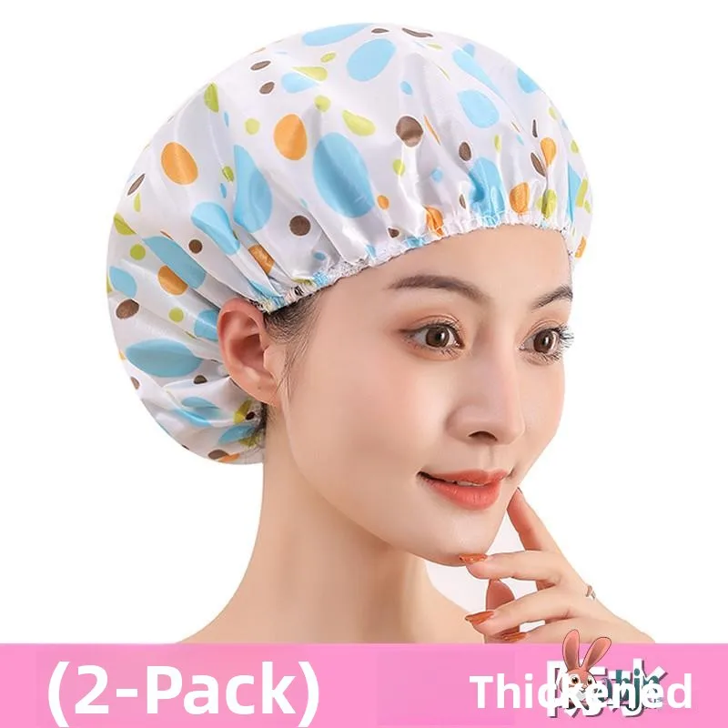

Thiened Waterproof Bath Cap for Women owering Cute New Model Home Use Oil Proof Bath Hat Personal Hygiene Cleaning Tool