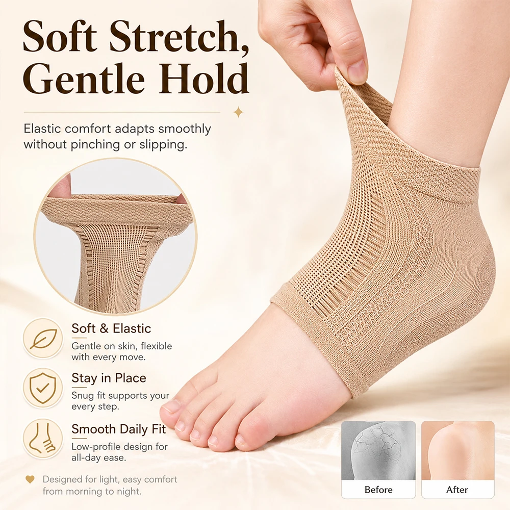 Silicone Heel Protector Socks Mesh Gel Moisturizing Anti Wear Anti Dry Cracking Half Short Cover Pads Feet Care Support WINRUOCE