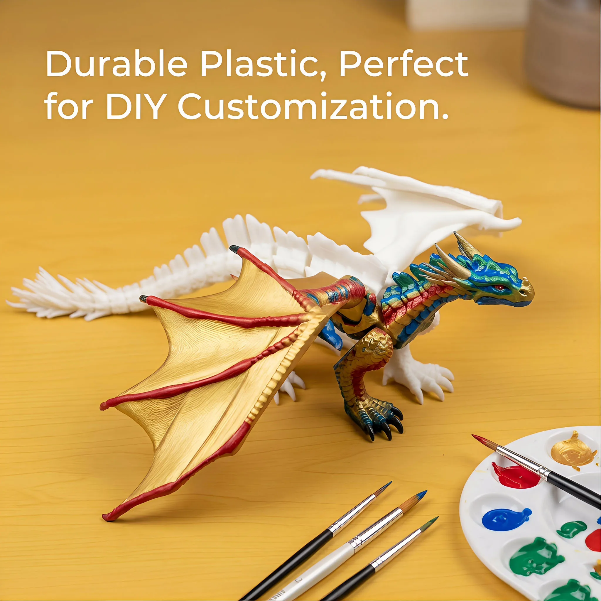 3D Printed Dragon Ornament With Flexible and Movable Joints that Can be Manually Colored Pterosaur Figurine Dragon Model