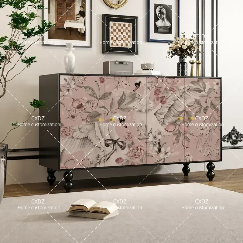 Custom Painted Multi-functional Solid Wood Shoe Cabinet Dining Sideboard Storage Unit for Restaurant Hotel Club B&B