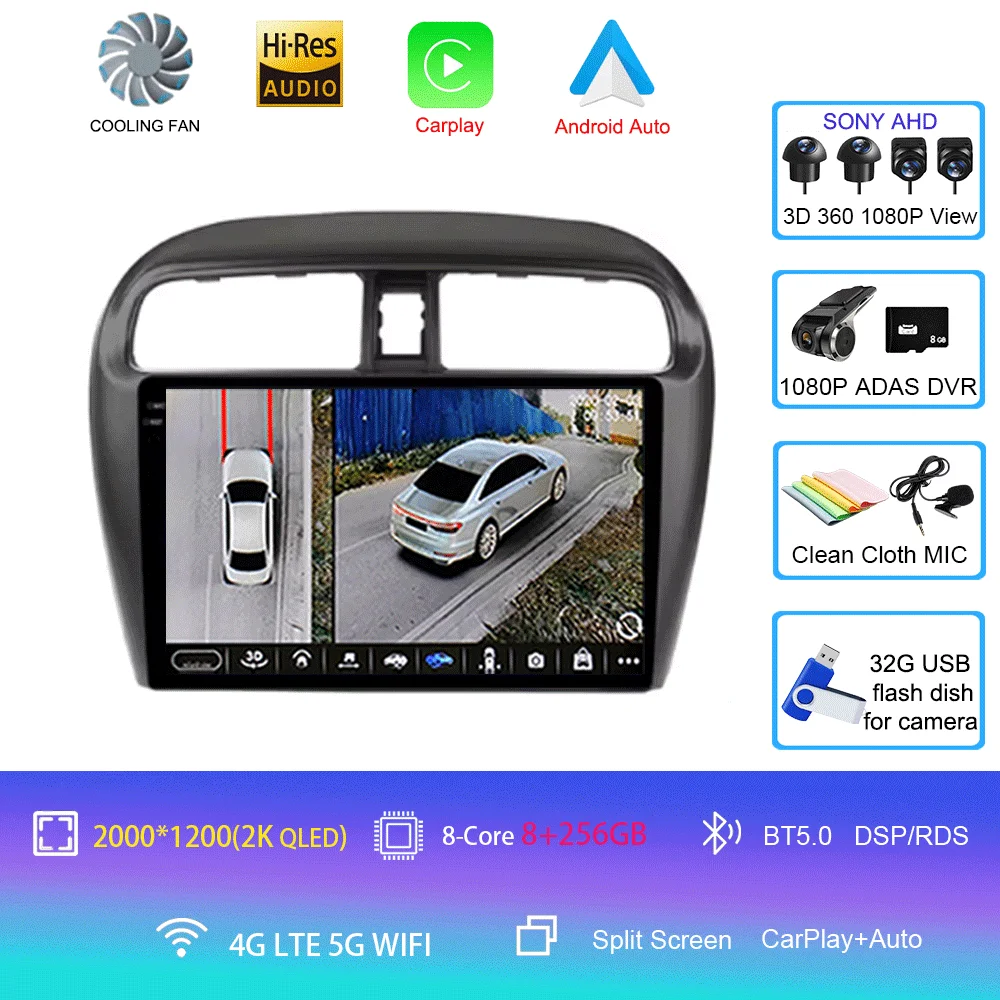 Android 16 autoradio voor Mitsubishi Mirage Attrage 2012-2018 Space Star 2014 GPS navigatie stereo multimedia